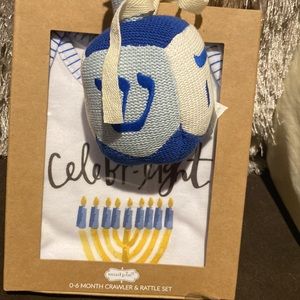 NWT Mudpie Hanukkah Dreidel Holiday Festive Onesie Unisex Gift set 0-6 month